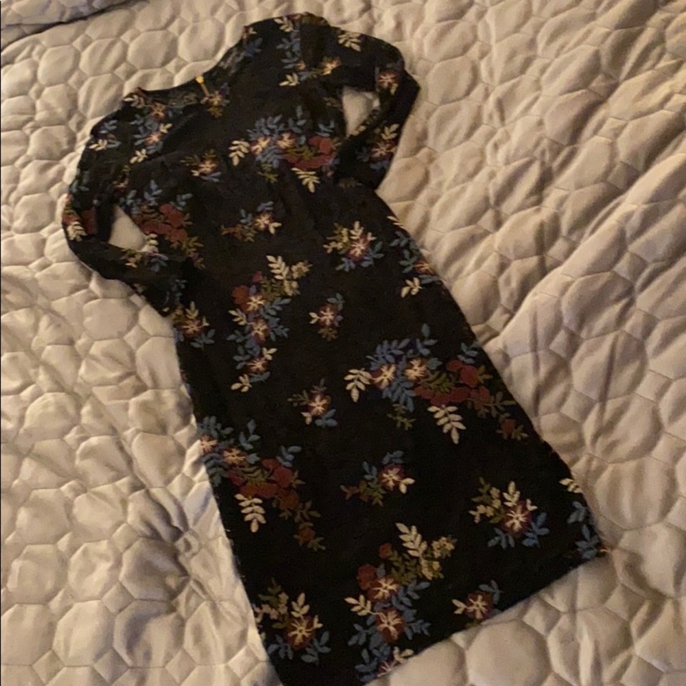 Embroidered black lace dress